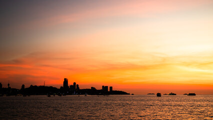 Wall Mural - Sky Sunset on Sea Coast Background, Evening Sunrise Dramatic Weather Landscape, Morning Cloudy Dusk on River, Travel Nature Cloudscape Sunshine Heaven Beautiful Peaceful Sunlight Reflection Scenic.