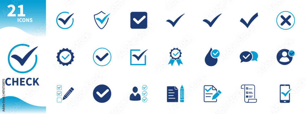Basic Condition. Check Icon Check icon. Set of quality control icons, checklist, accept, check mark ...