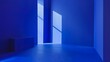 © Robert - Royal blue empty Studio room for product placement or as a design template with wall angle in a full frame view