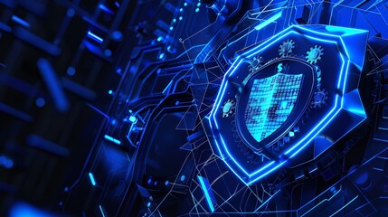 Futuristic technology image featuring a glowing blue and orange circuit board with intricate details and vibrant colors.