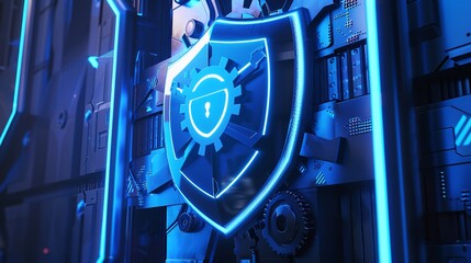 Futuristic technology image featuring a glowing blue and orange circuit board with intricate details and vibrant colors.