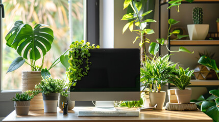 An Organized Work Desk Adorned with a Variety of Items