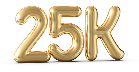 25k Followers Gold Number 3D Render