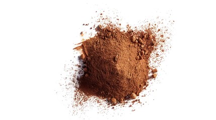 Wall Mural - A heap of brown cocoa powder on a clean white surface, ideal for food and cooking photography