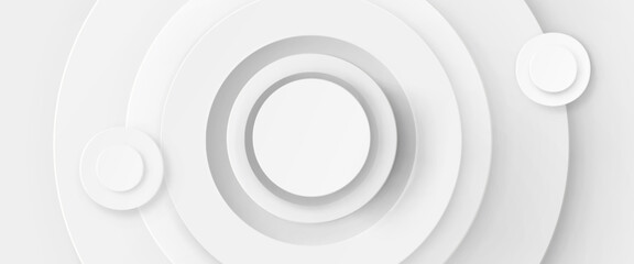 Wall Mural - white circular cut paper layers background. realistic 3d vector illustration bg of layered carton co