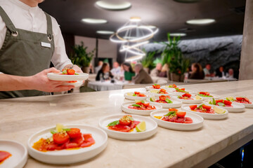 Wall Mural - tasty appetizers on the catering table