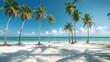 © Naput - Sunlit beach scene with tall palm trees swaying in the breeze, soft white sand, and a bright blue ocean horizon, capturing the essence of a serene tropical paradise