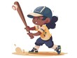 © Aikqraws - Child playing baseball illustration on white. AI generated