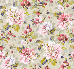 Sticker - seamless pattern with flowers