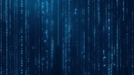 Digital technology concept with a background of programmed code and a random matrix of binary data.