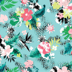 Sticker - seamless pattern with flowers