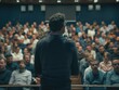 © vefimov - A person standing among a group of people, possibly speaking or addressing the crowd