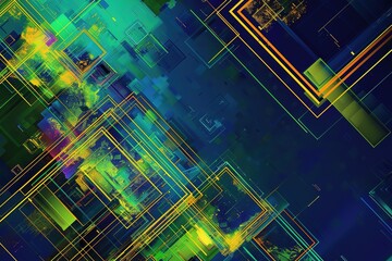 Backdrop composed of CPU graphic and abstract design elements and suitable for use in the projects on digital equipment, computing and modern technologies
