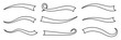 © StockSpectrum - Swoosh vector lines. Hand drawn swash and swish strokes with swirl tail. Calligraphy squiggle waves. Doodle decorative marker flourish in eps 10.
