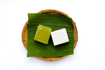 Canvas Print - Pandan and coconut jelly. Thai Desserts.