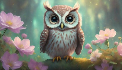 Wall Mural - owl on a branch