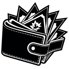 Poster - Wallet on a white background with Canadian dollars