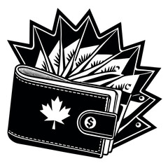 Poster - Wallet on a white background with Canadian dollars