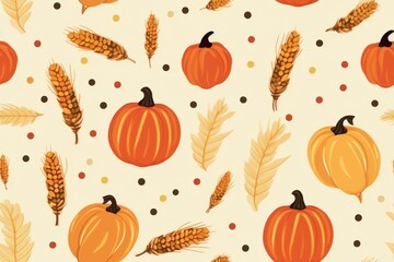 Pumpkin pattern with corn and cranberries, Thanksgiving Day