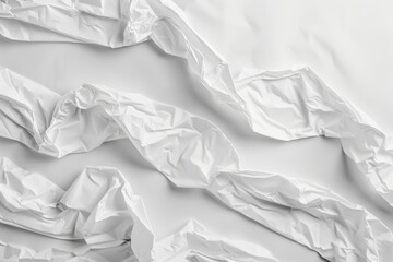 Wall Mural - a high-angle shot of a stack of white crumpled paper sheets arranged against a clean, minimalistic b