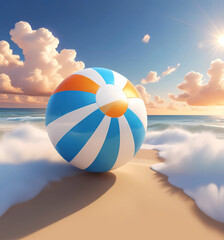 Wall Mural - Beach ball and sea beach background