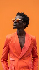 Wall Mural - Man in orange suit and sunglasses