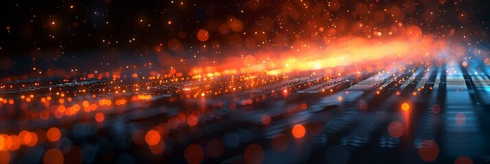 Wall Mural -  A blurry computer screen with colorful lights reflecting off the surface.
