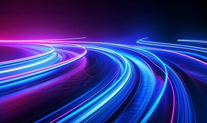 Wall Mural - Bright abstract blurred colored stripes of light on a black background