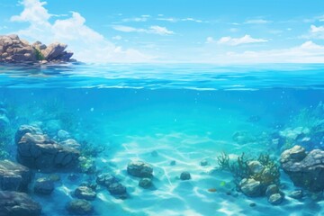 Canvas Print - Tropical blue ocean underwater backgrounds outdoors.