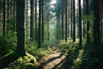 Canvas Print - Forest tree vegetation sunlight.