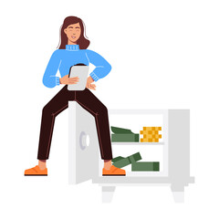 Canvas Print - A flat illustration showing person with deposit locker 

