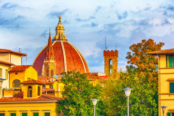 Wall Mural - Florence, Italy with Duomo dome