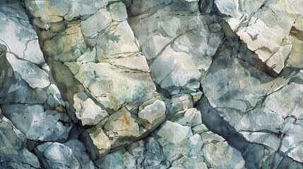 Wall Mural - A painting of a rock wall with a grey and white color scheme