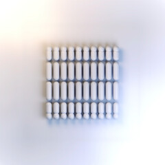 Wall Mural - Digital illustration of a group of white capsules arranged in a square on a white background. 3d rendering