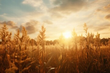 Poster - Sun landscape grassland sunlight.