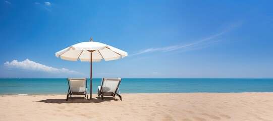 Canvas Print - Holiday beach chair sky furniture.