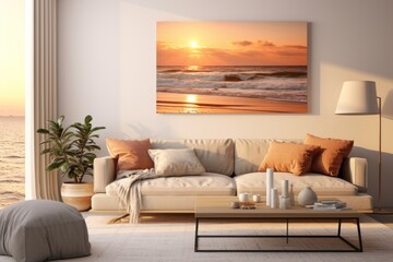 Canvas Print - Architecture furniture cushion sunset.