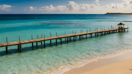 Wall Mural - beach with jetty, ai generated