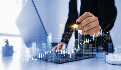 Leinwandbilder - Growth graphic with rising arrows. Financial diagram graph and profit stock market chart. Business growth graph and investment analysis.Development and growth chart.