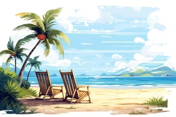 Canvas Print - Summer beach furniture outdoors.