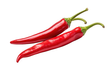 Two Vibrant Red Chillies Isolated on a White Background. on a White or Clear Surface PNG Transparent Background.