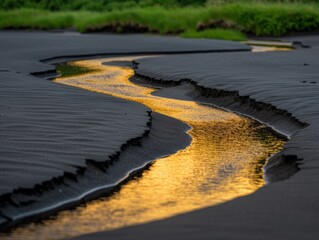 Canvas Print - Serene reflection of golden light on still water