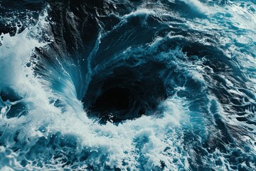 Wall Mural - Powerful ocean waves crashing against rocky cliffs