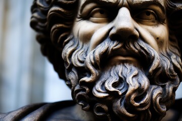 Sticker - Close-up portrait of a weathered stone sculpture