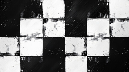 Poster - Black and white chessboard pattern background with paint brush strokes, in the vintage style, high resolution, high quality, high detail, hyper realistic.


