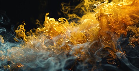 Wall Mural - abstract golden flames and smoke