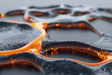 Poster - Molten lava flowing through cracked earth