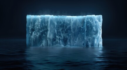 Poster - Majestic Iceberg Floating in Dark Ocean