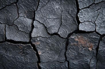 Canvas Print - Cracked black stone surface texture