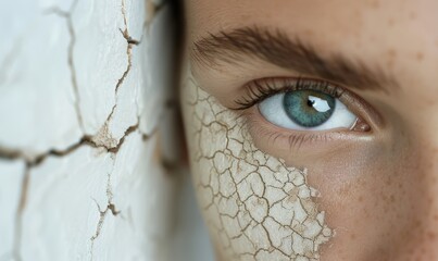 Sticker - close-up of a human eye with cracked skin